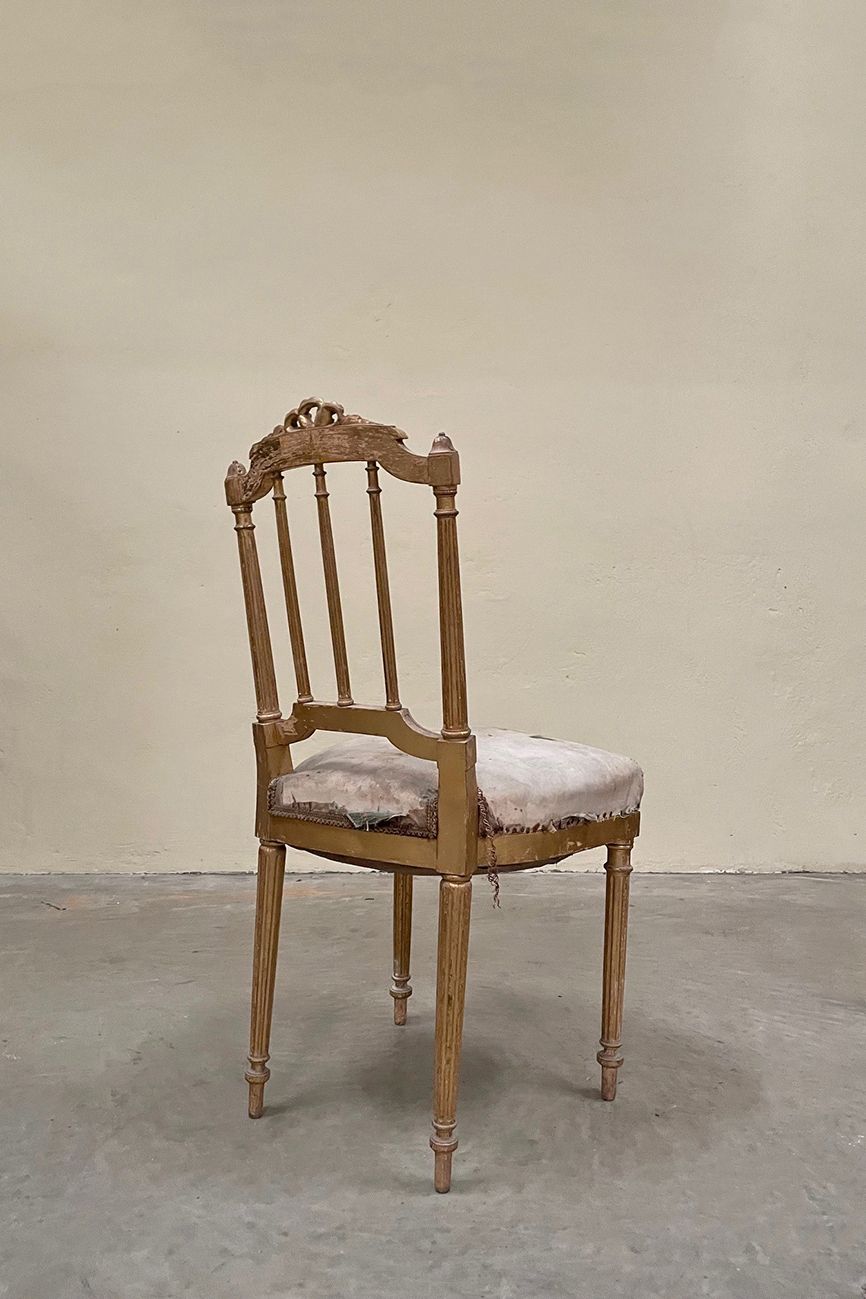 Single Gilded Chair, 1800s, Antique photo Furniture