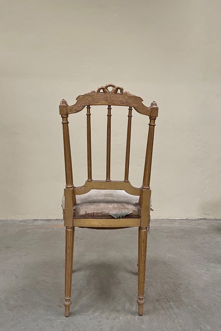 Single Gilded Chair, 1800s, Antique photo 185.0