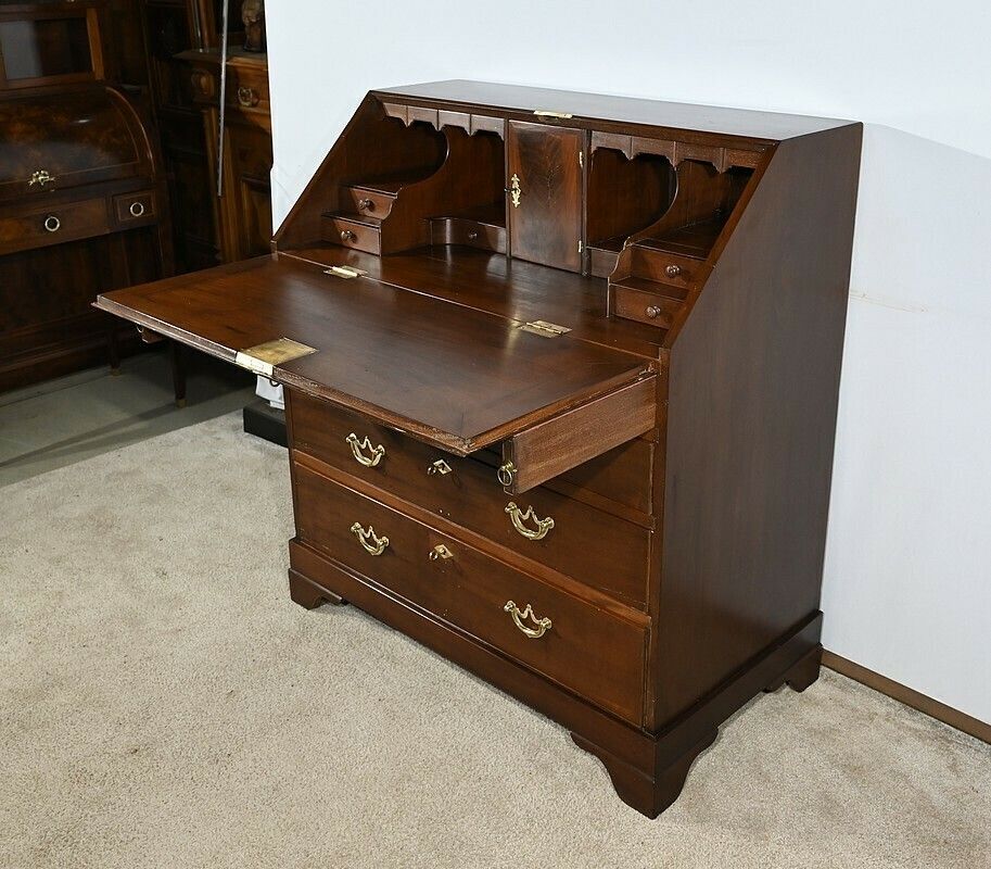 Scribanne Chest Of Drawers In Solid Mahogany, Georgian Period, England – 18th Century photo Furniture