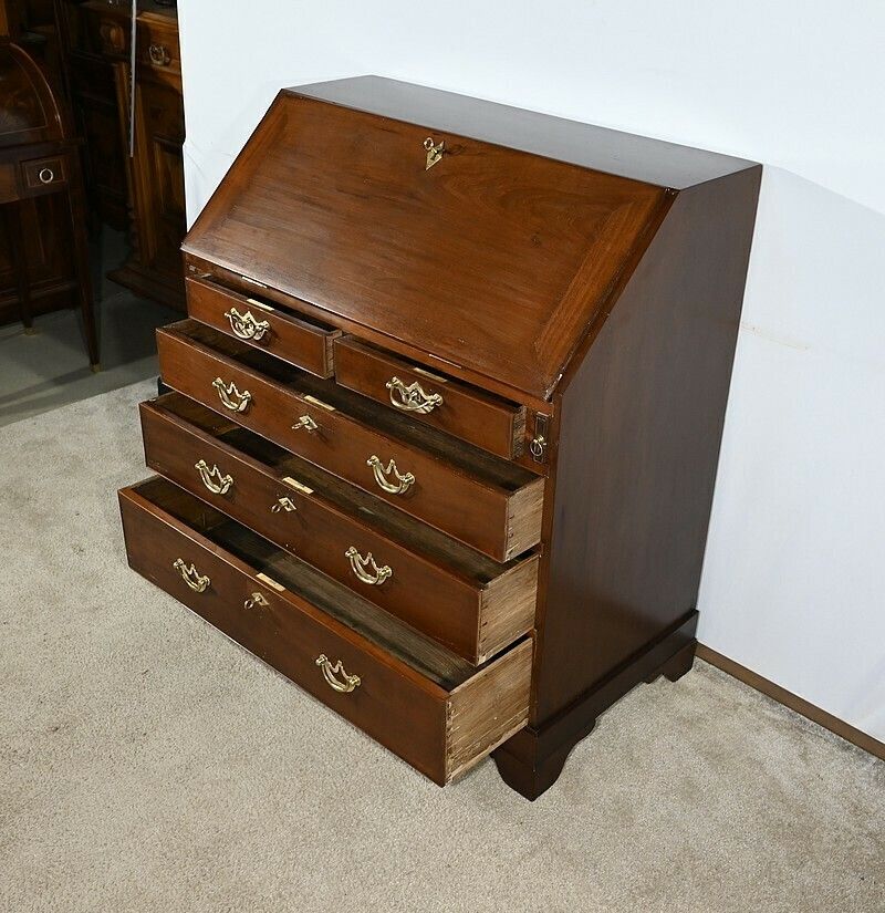 Scribanne Chest Of Drawers In Solid Mahogany, Georgian Period, England – 18th Century photo 3546.8548386099997