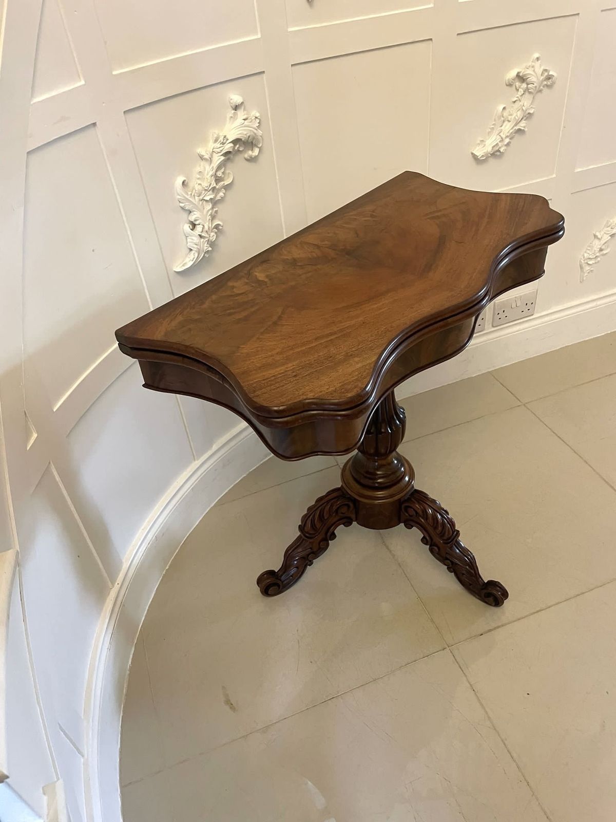Antique 19th Century Quality Figured Mahogany Card Table