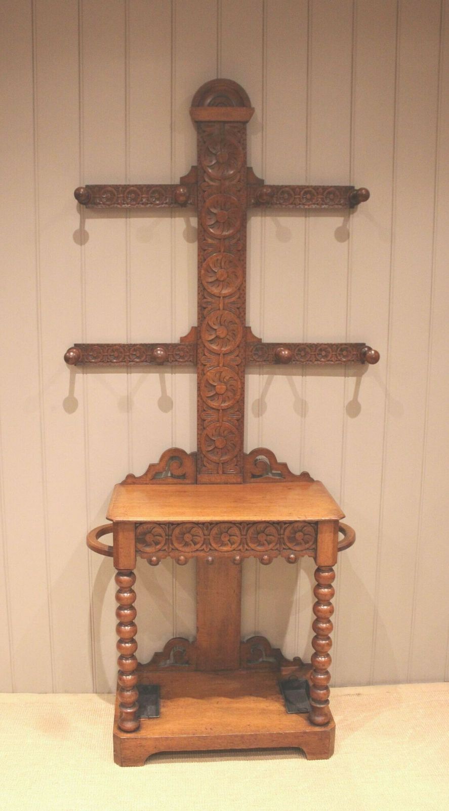 Victorian Carved Oak Hall Stand photo for sale