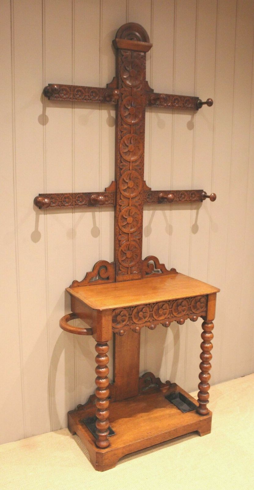 Victorian Carved Oak Hall Stand photo Furniture