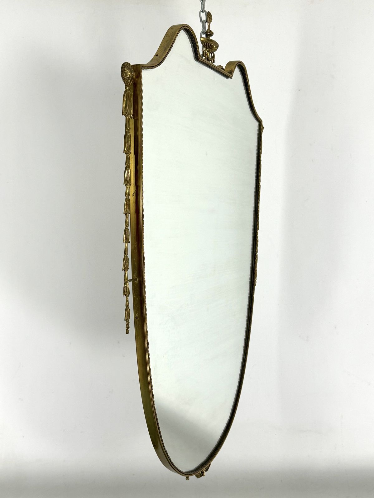 Mid Century Italian Mirror In Brass. Italy 1950s photo for sale