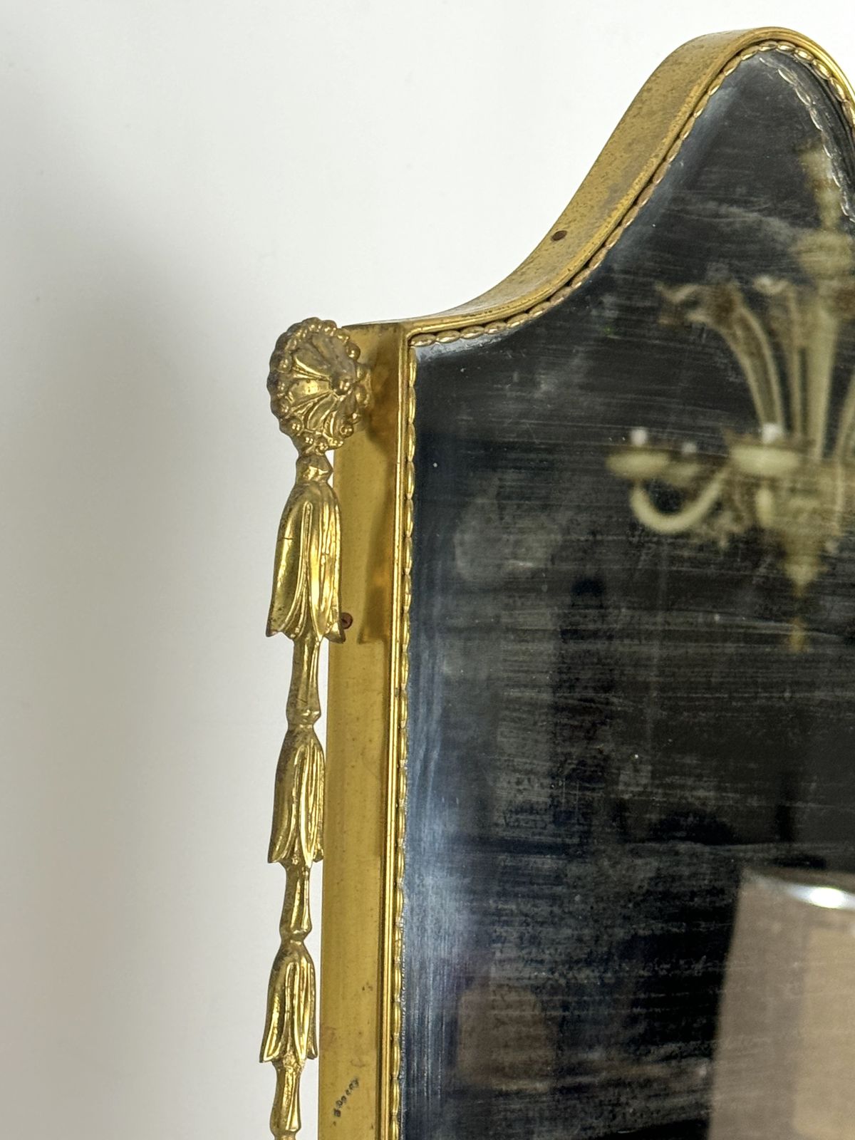 Mid Century Italian Mirror In Brass. Italy 1950s photo vintage
