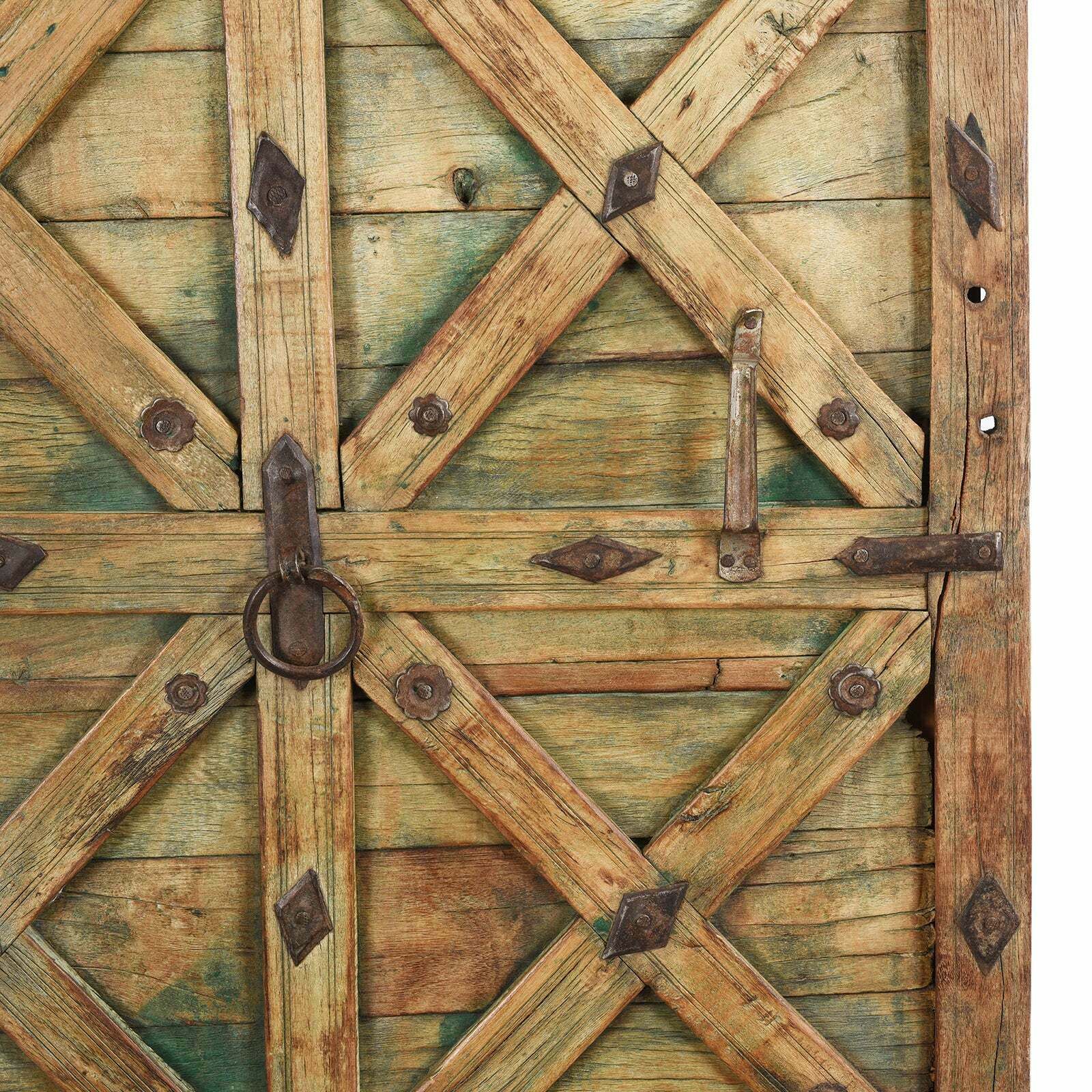 Antique Indian Green Painted Stick Door From Jaisalmer, 19th Century photo furniture