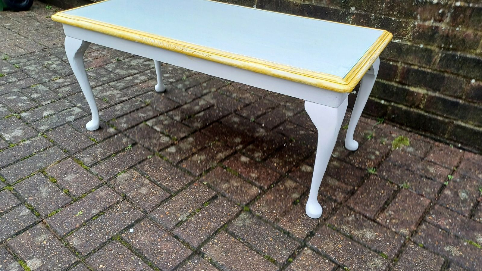 Vintage Painted Glass Top Coffee Table In Farrow And Ball Wimborne White photo furniture