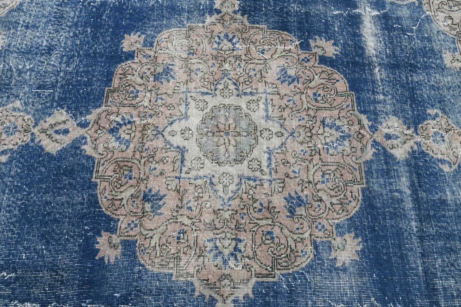7x10 Pink Blue Oushak Wool Rug, Handmade Vintage Turkish Rug, Antique Large Rug, Home Decor, Living Room Rug, 7x10 Area Rug, Distressed Rug photo vintage