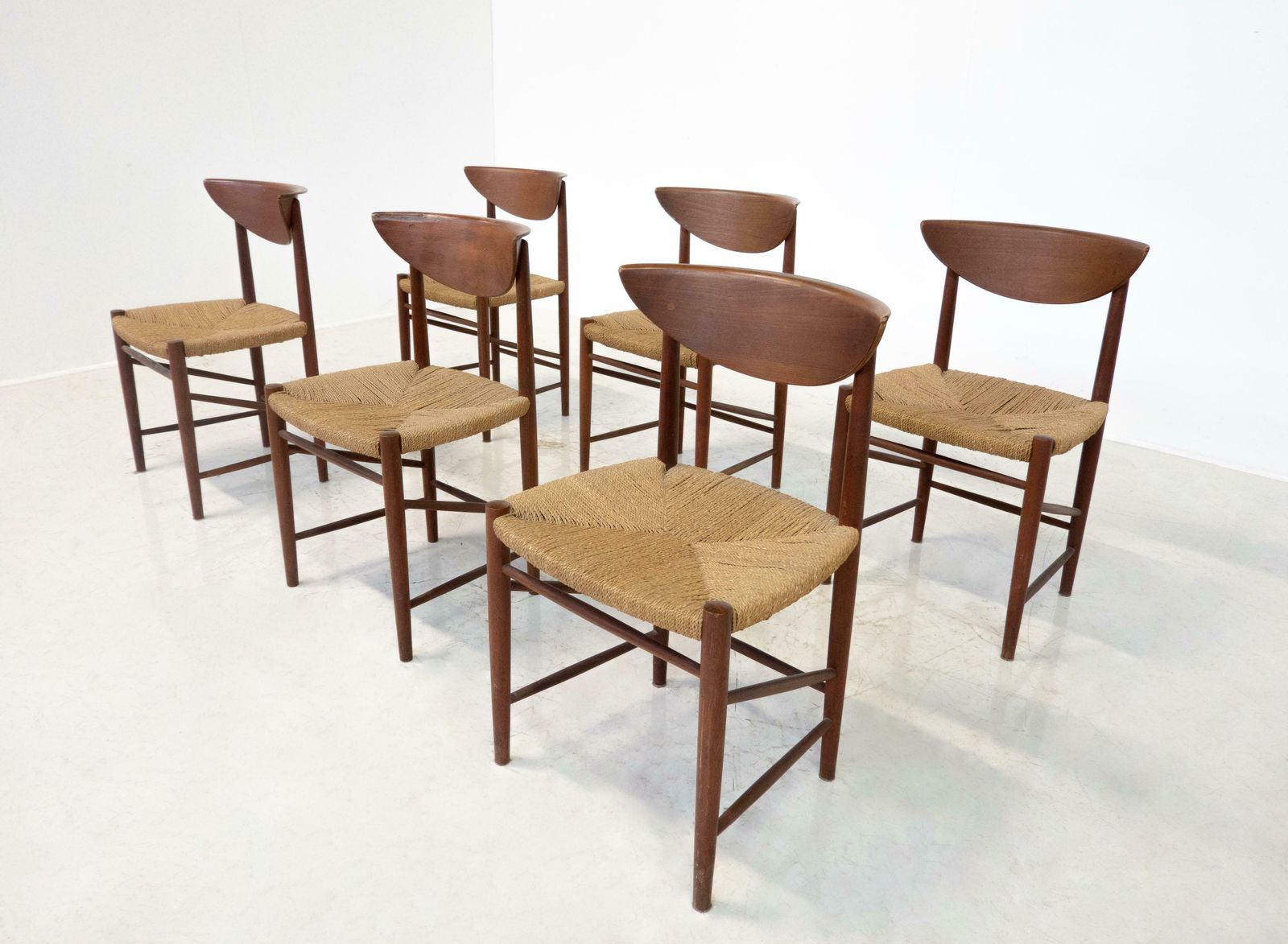 Mid Century Set Of 6 Chairs Model 316 By Peter Hvidt & Orla Mølgaard Nielsen photo for sale