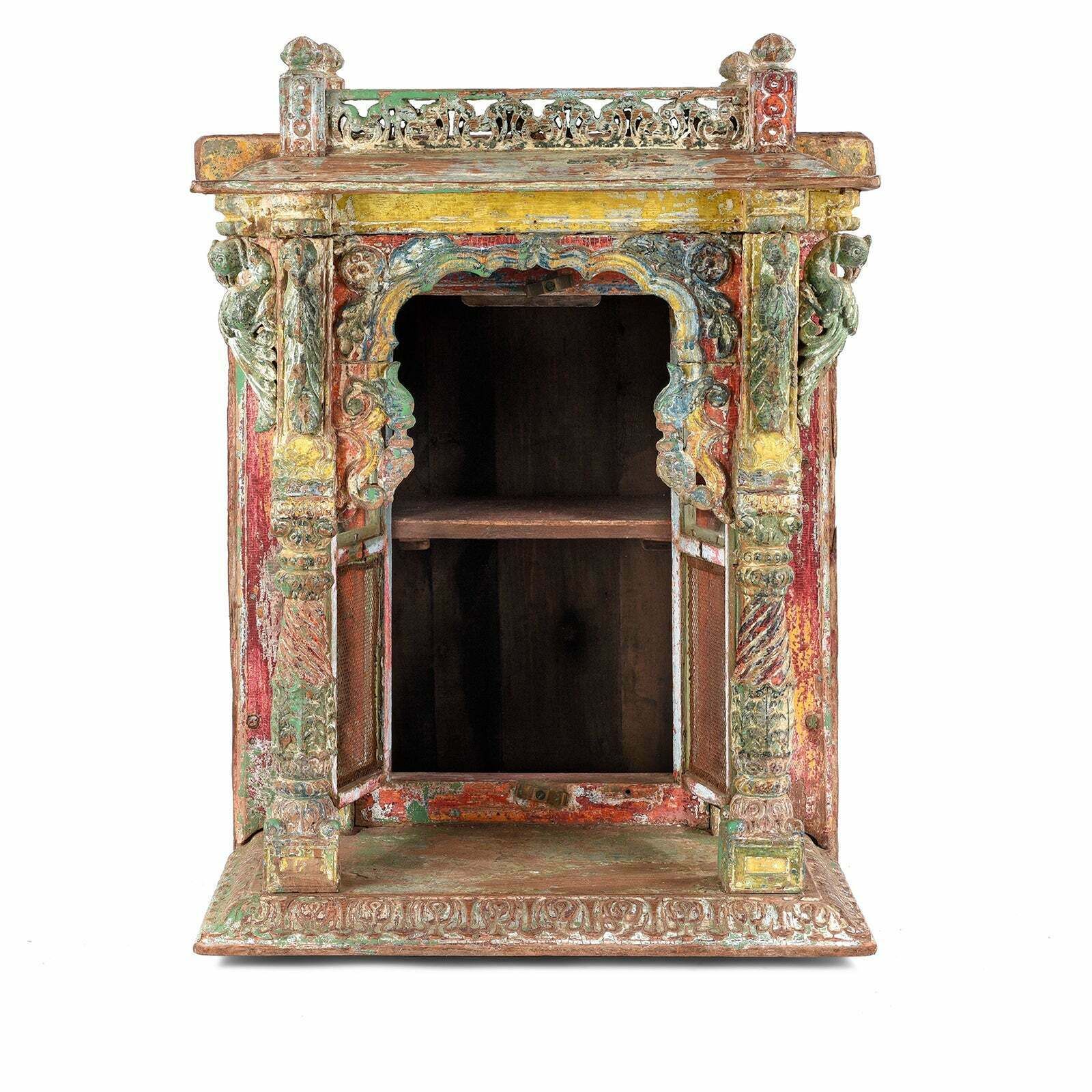 Antique Painted Indian House Shrine From Gujarat, 18th Century