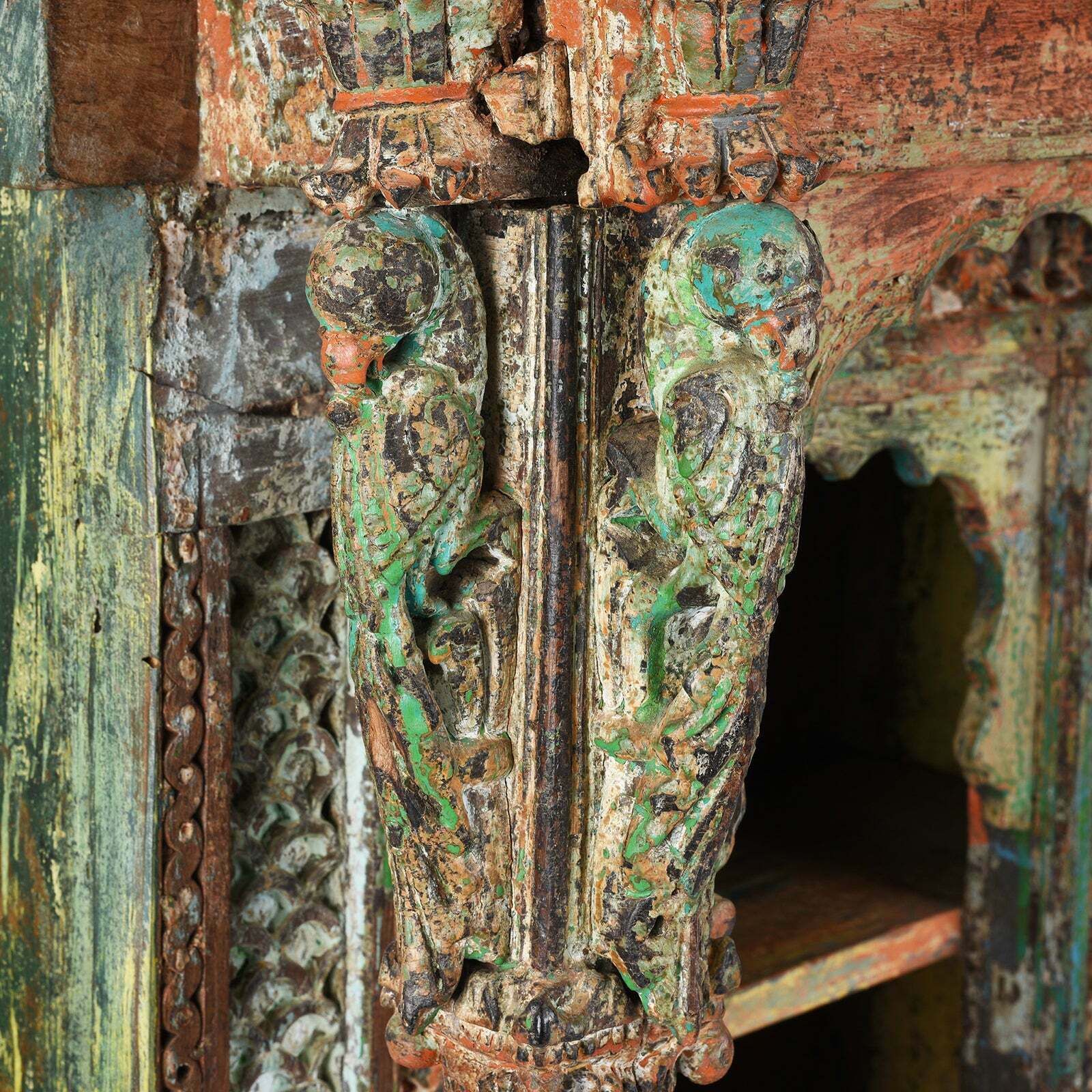 photo furniture Antique Painted Indian Teak House Shrine From Gujarat, 19th Century