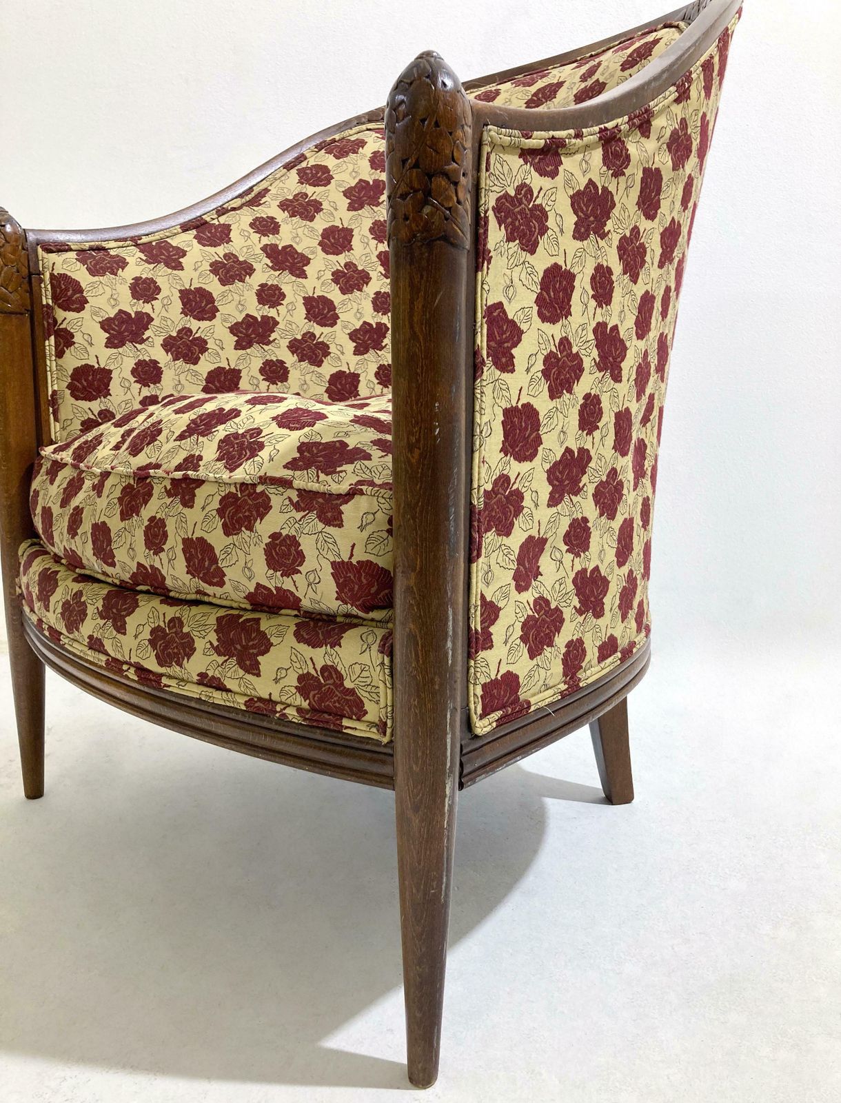 Wooden And Fabric Art Deco Armchairs   New Upholstery photo for sale