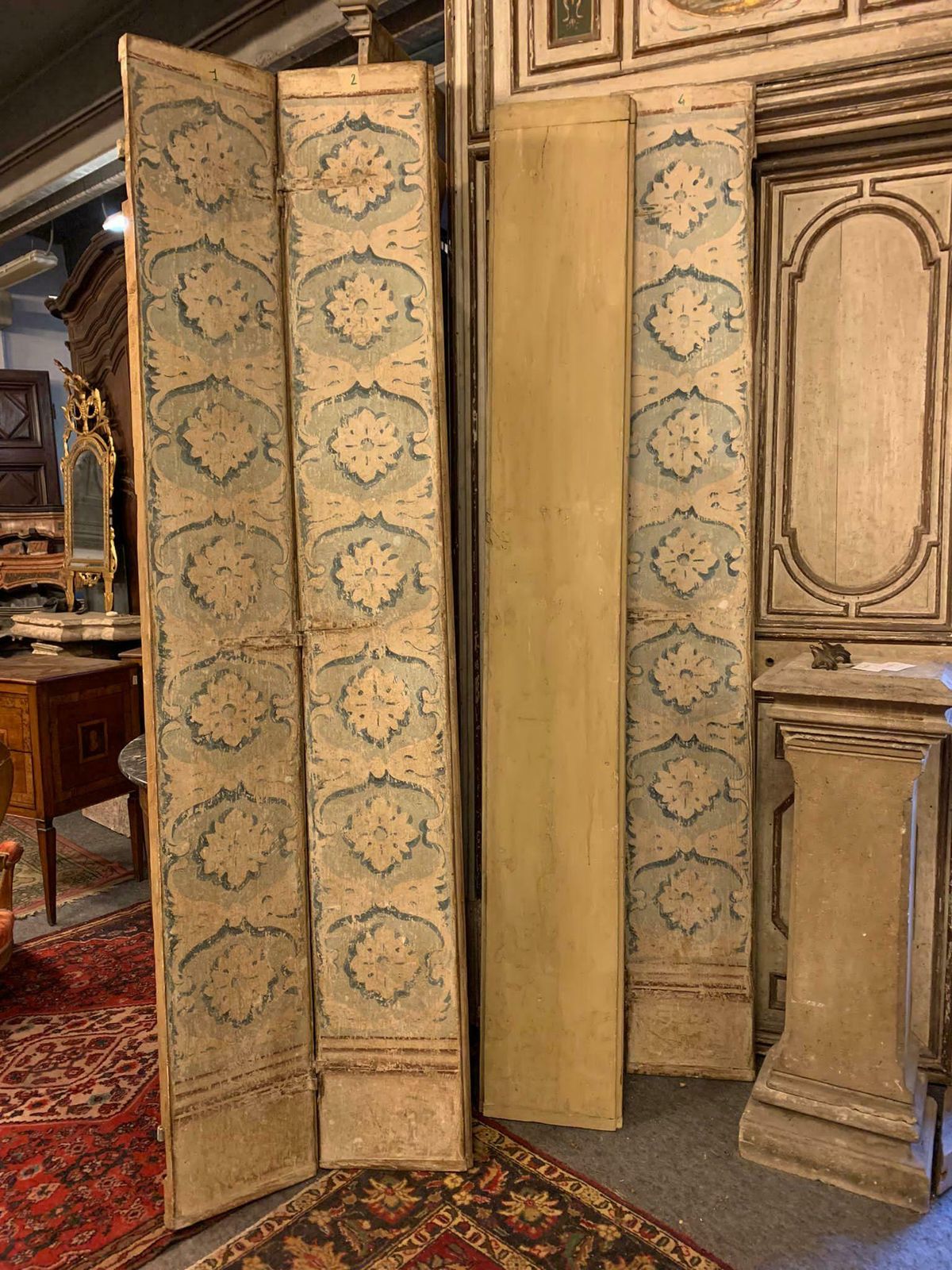4 Leaf Door In Richly Painted Wood, From Venice, Italy photo for sale