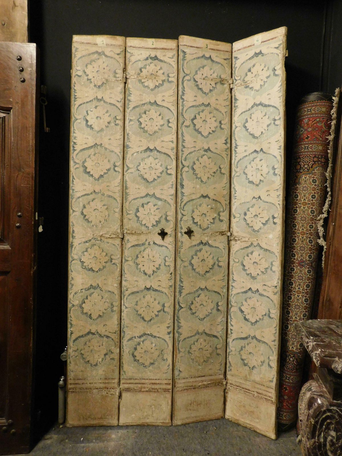 4 Leaf Door In Richly Painted Wood, From Venice, Italy photo 5397.0