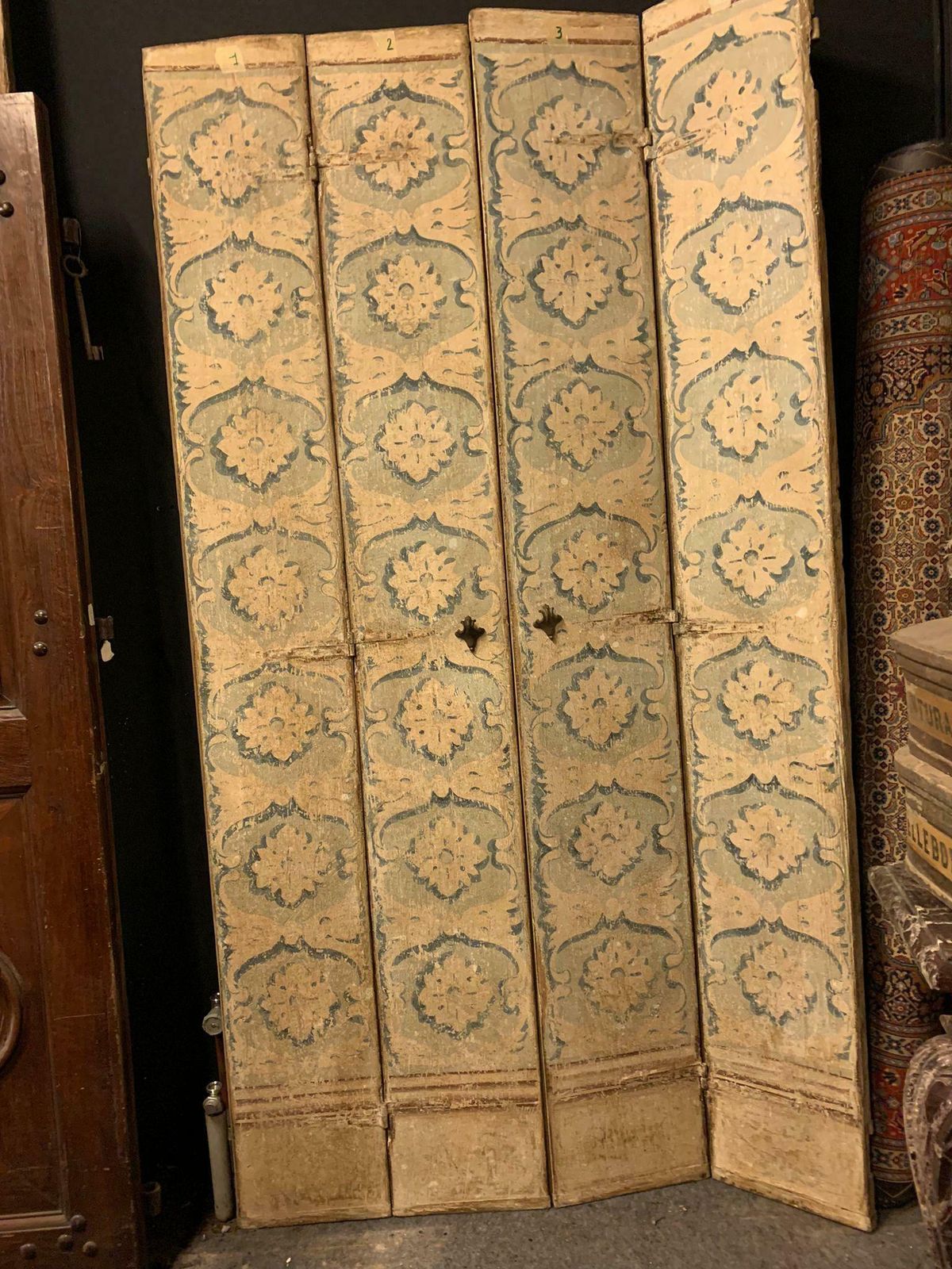 photo for sale 4 Leaf Door In Richly Painted Wood, From Venice, Italy