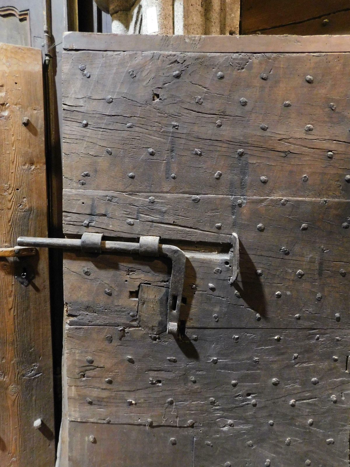 Door In Oak From An Old Prison With Original Iron, Italy photo for sale