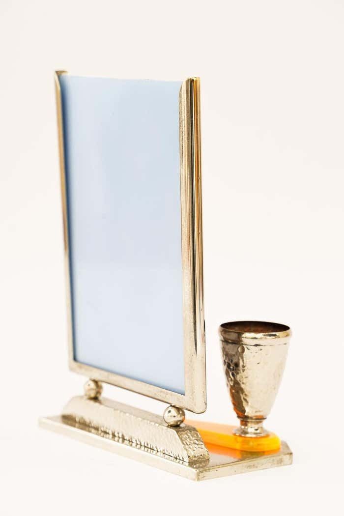 Art Deco Nickel  Plated With Bakelite Picture Frame Around 1920s photo vinterior