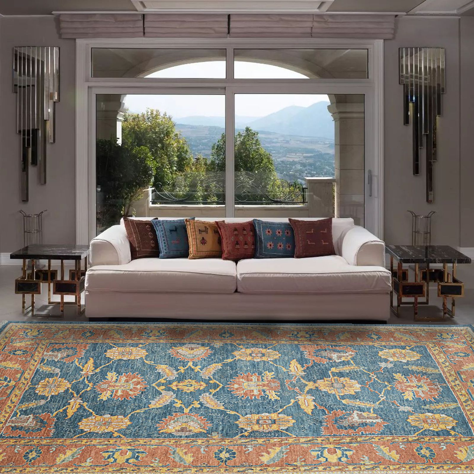 Antique Finished Ushak Carpet 376x312cm
