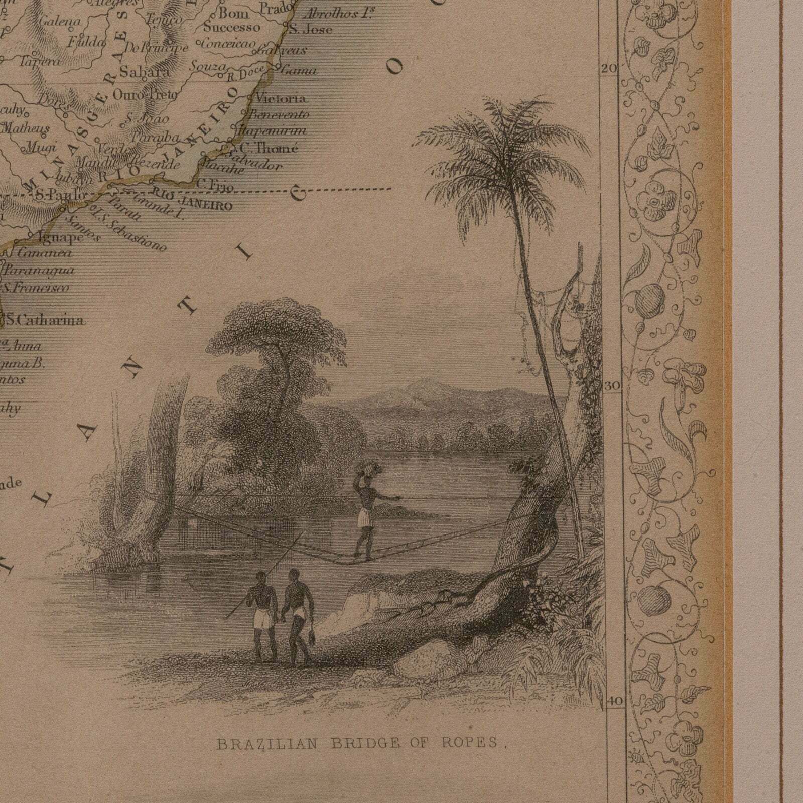 Antique Lithography Map, South America, English, Framed, Cartography, Victorian photo vinterior