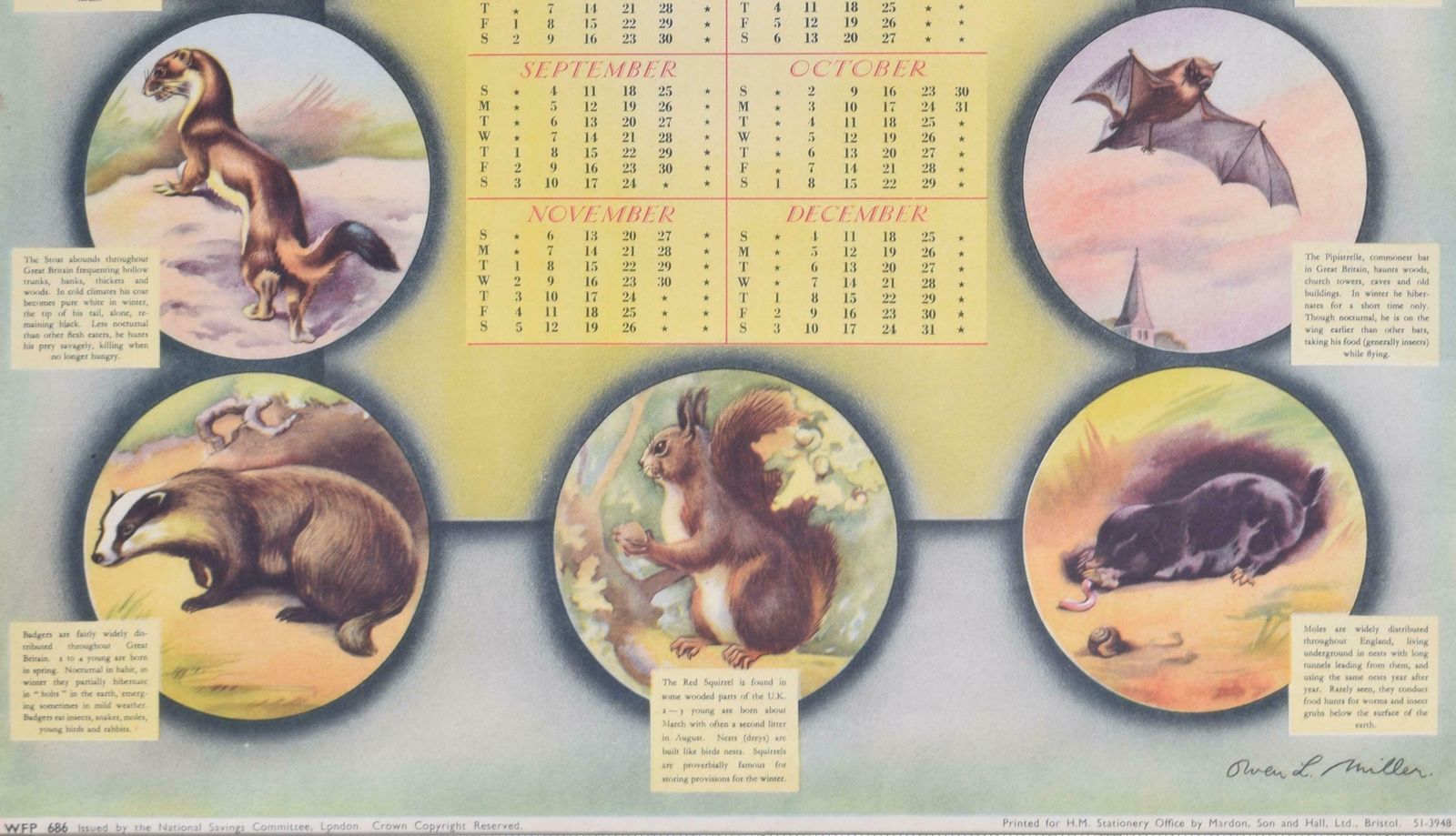 Unknown National Savings 1949 Original Vintage Calendar Poster 1949 photo Art