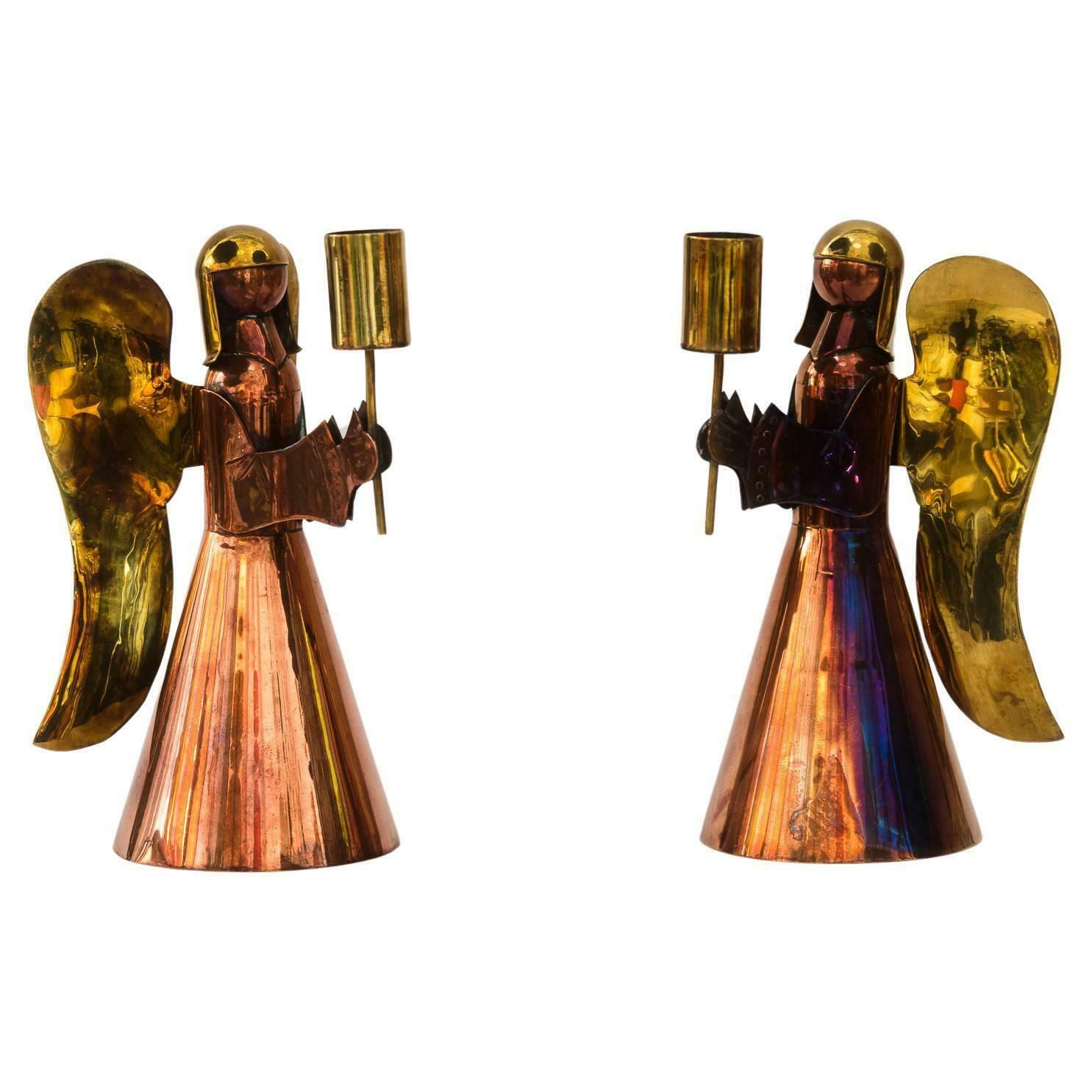 2 Candle Holder In Angel Shape Vienna Around 1950s