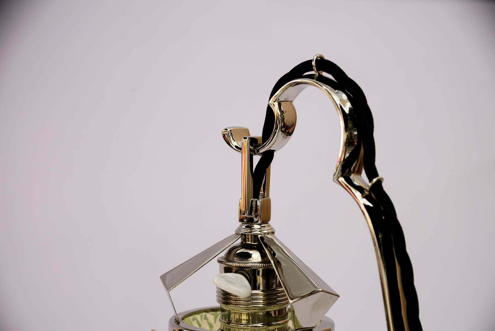 Lighting Art Deco Nickel Table Lamp With Original Opaline Glass Shade Vienna Around 1920s photo