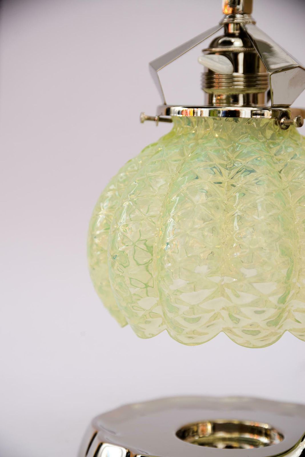 477.0 Art Deco Nickel Table Lamp With Original Opaline Glass Shade Vienna Around 1920s photo