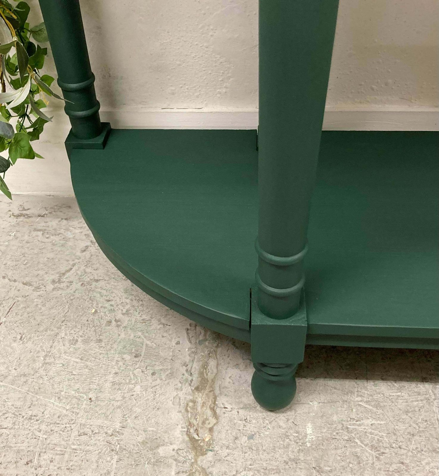Demilune Rustic Console Table. Rustic Hallway Table. Sofa Table. Green Console Table. Hand Painted. Hand Crafted. photo vintage