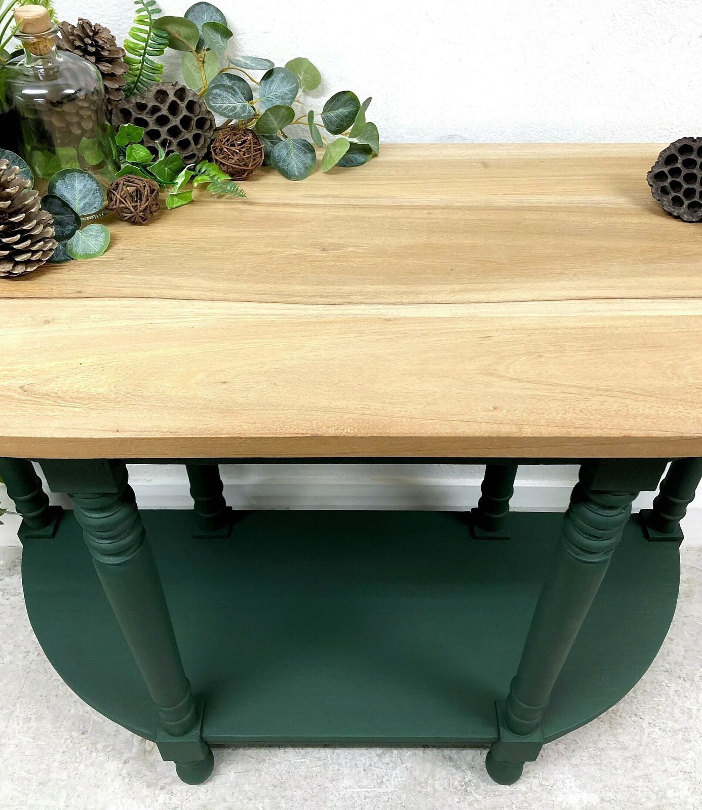 photo furniture Demilune Rustic Console Table. Rustic Hallway Table. Sofa Table. Green Console Table. Hand Painted. Hand Crafted.