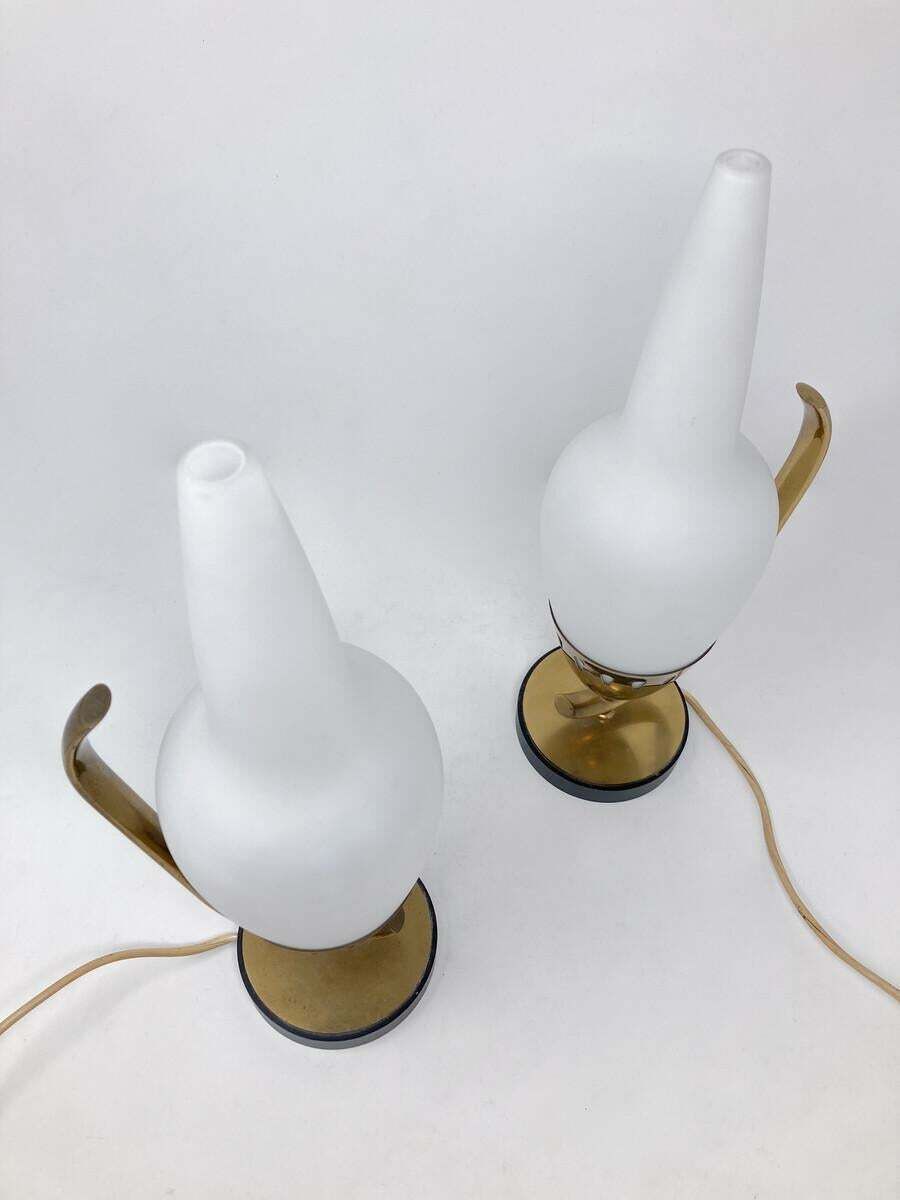 Mid Century Modern Pair Of Table Lamps Model 12915 By Angelo Lelii photo vintage