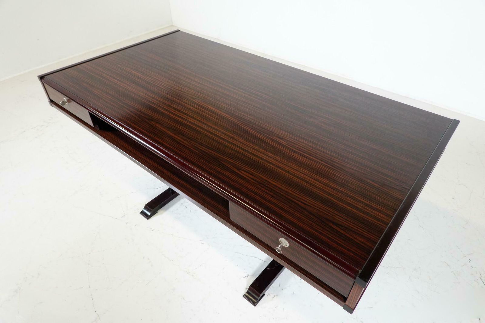Mid Century Modern Wooden Desk With Drawers, Italy, 1960s photo vintage