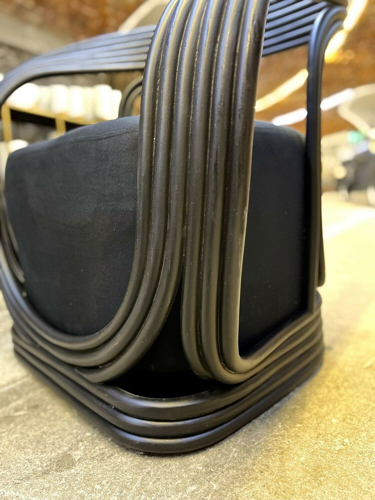 photo for sale Contemporary Modern Black Bamboo Bentwood Armchair, Idn 2023