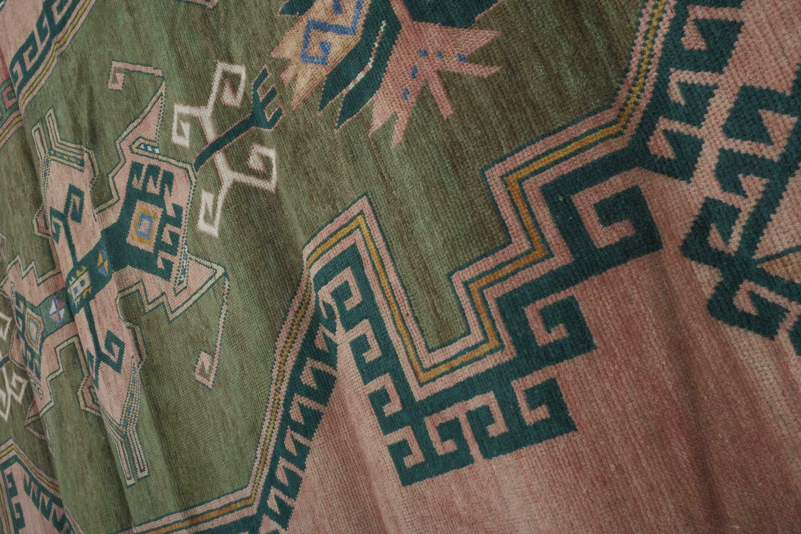 1970s Vintage Caucasian Pattern Rug 180 X 305 Cm photo Textiles