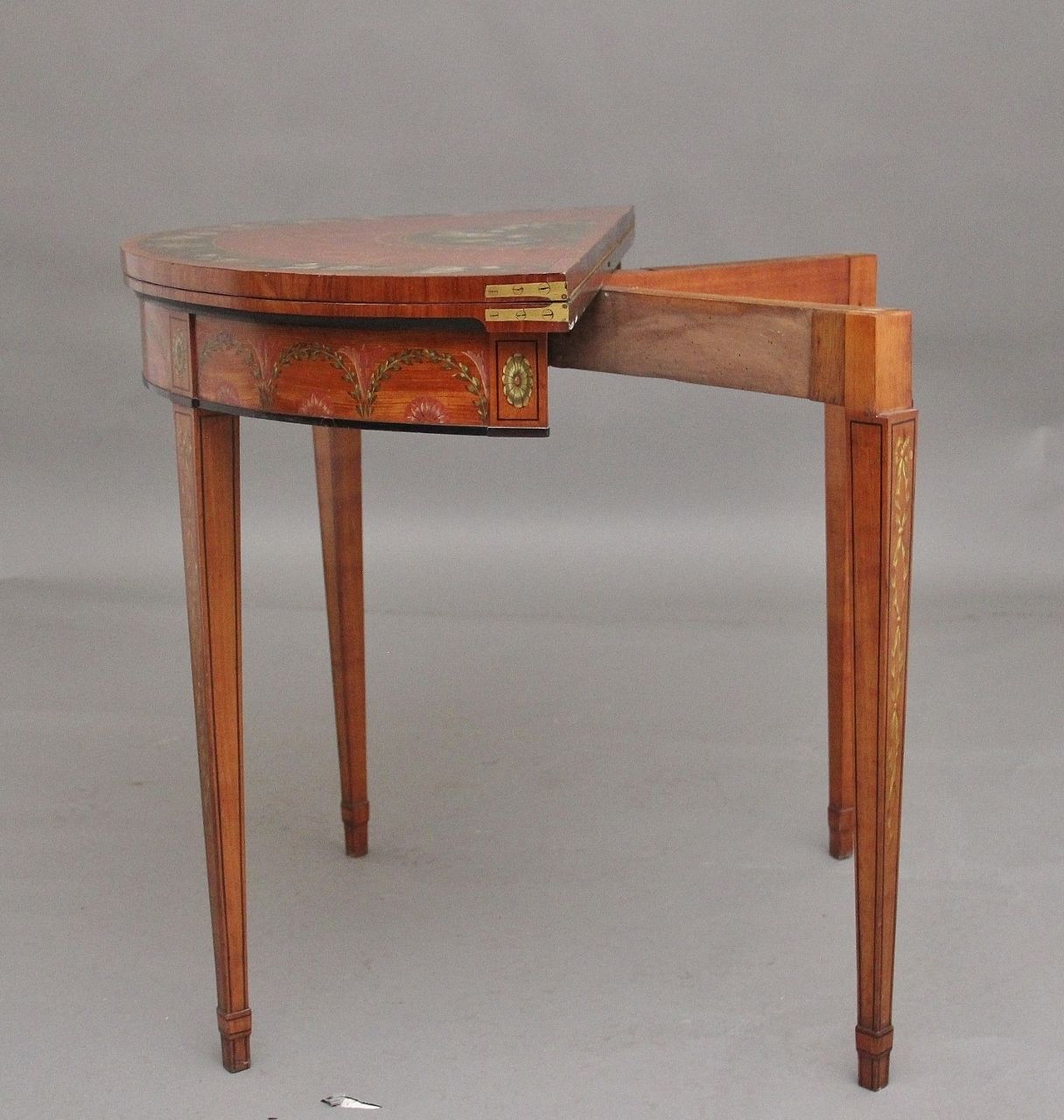 Early 19th Century Painted Satinwood Card Table photo vintage