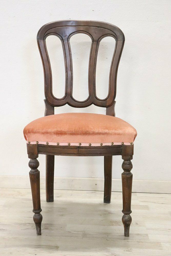 photo buy 19th Century Chair In Beech Wood With Velvet Seat