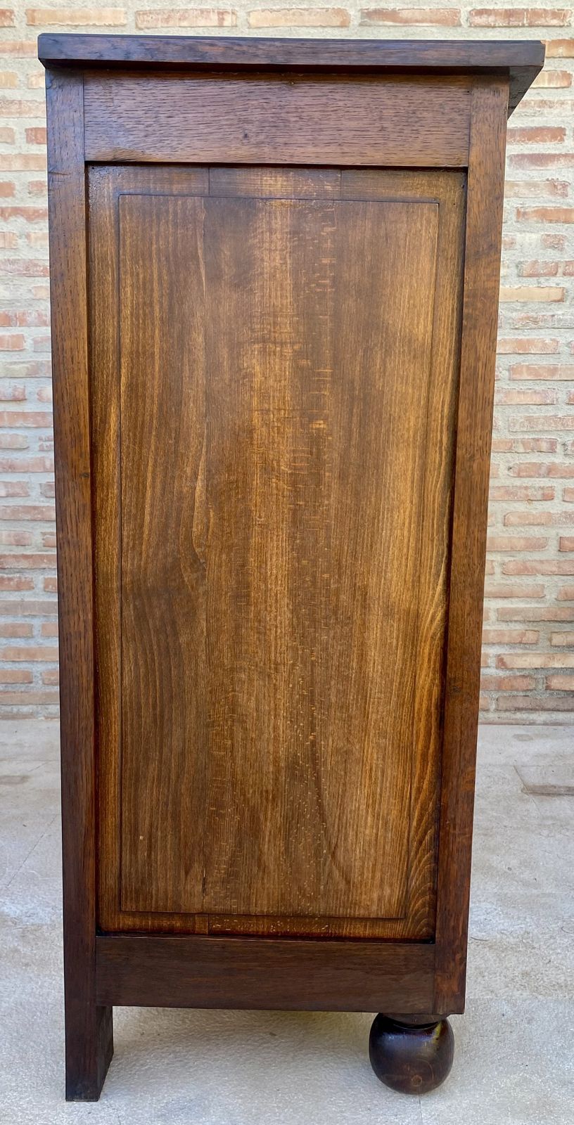 photo vintage 19th French Walnut Two Door Buffet Cabinet With Round Legs