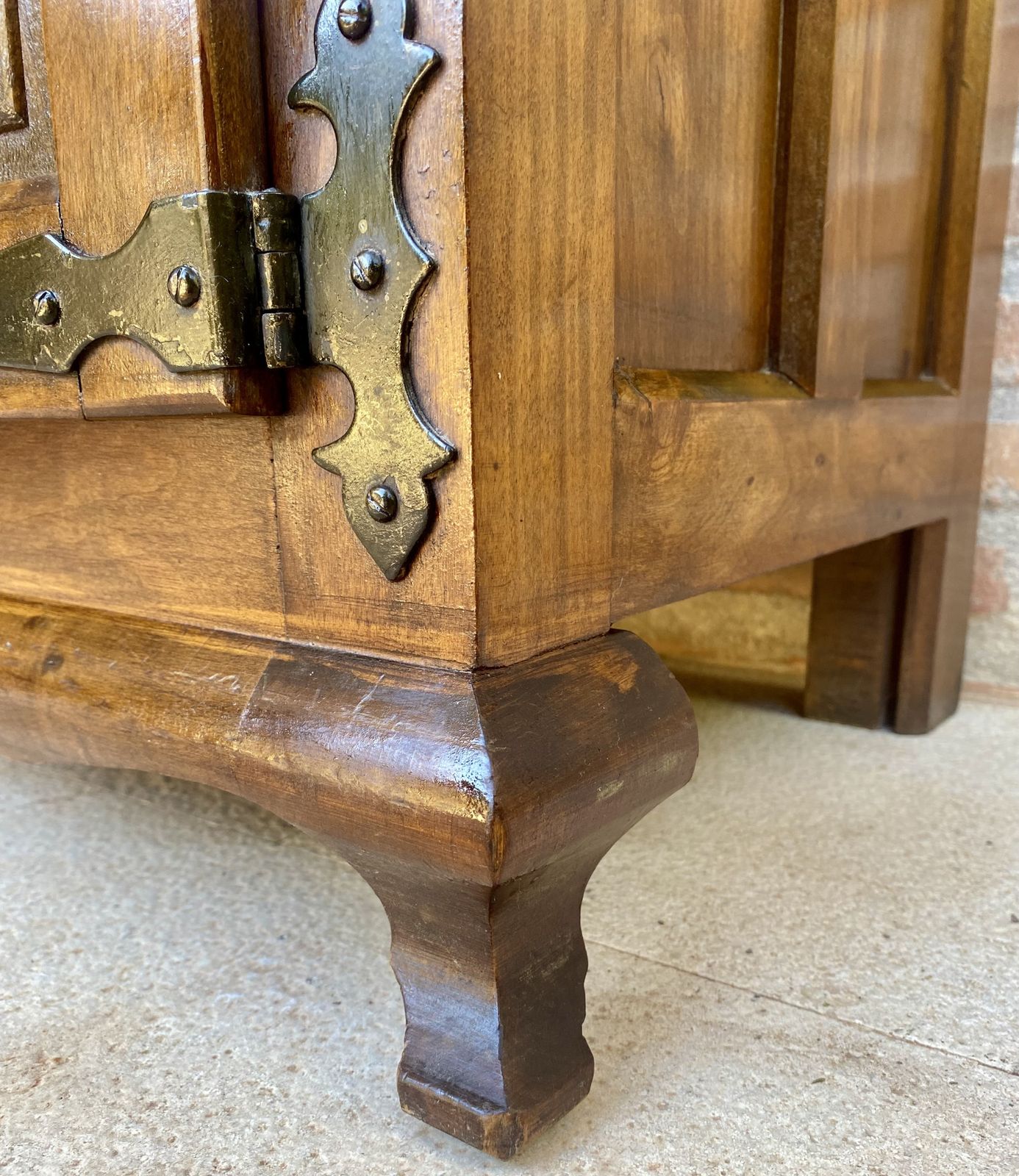 Furniture 20th Century Spanish Walnut Chest Table With Drawer And Door, 1930s photo