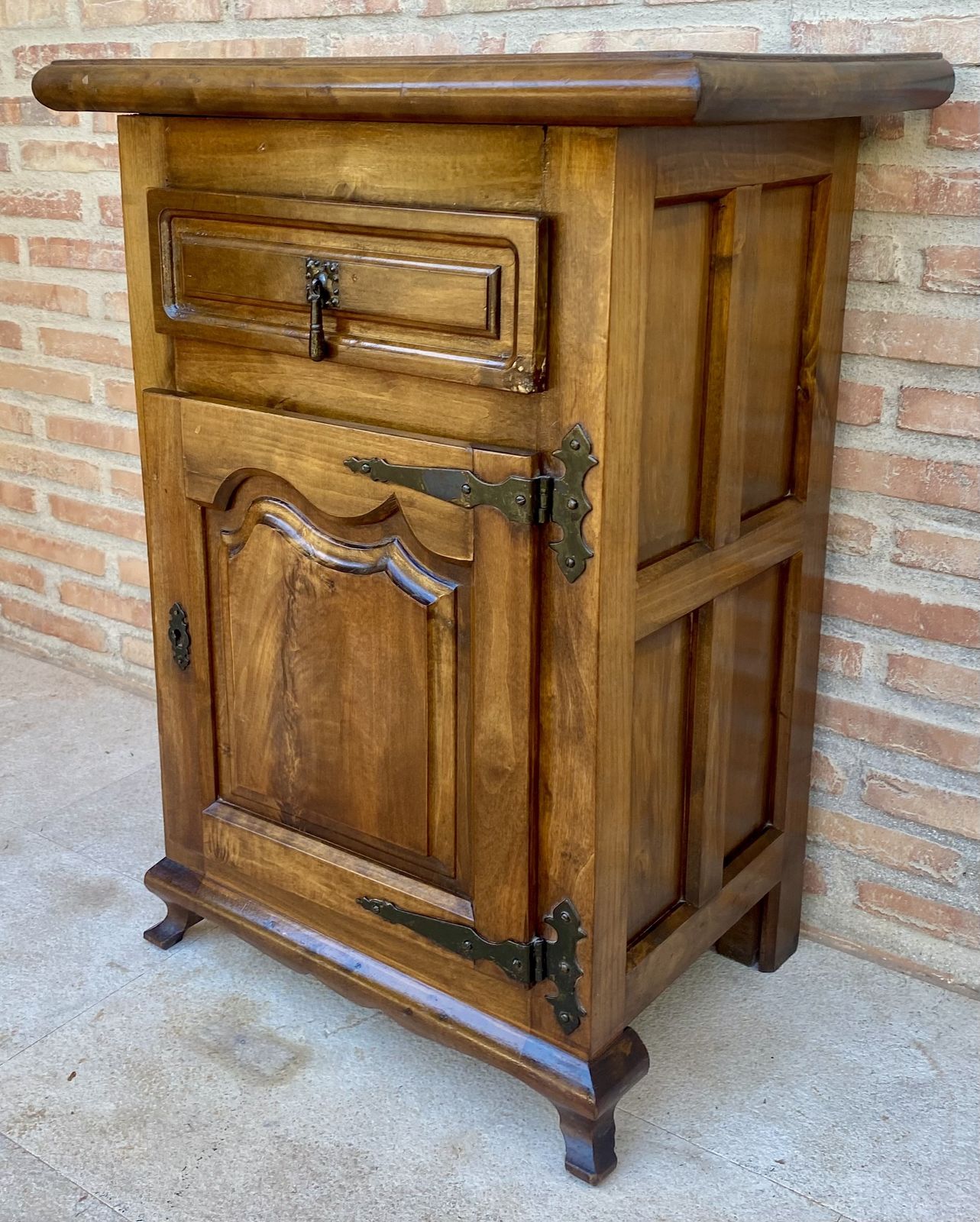 20th Century Spanish Walnut Chest Table With Drawer And Door, 1930s