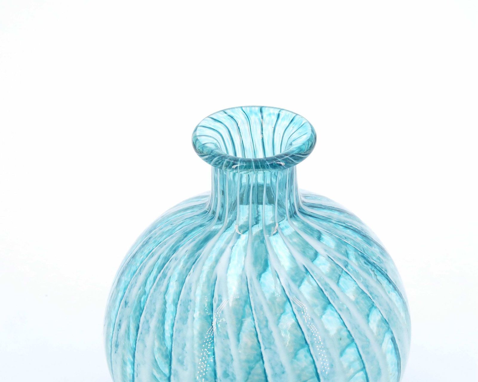 Phoenician Malta Pale Blue Striped Glass Vase, 1990s photo for sale