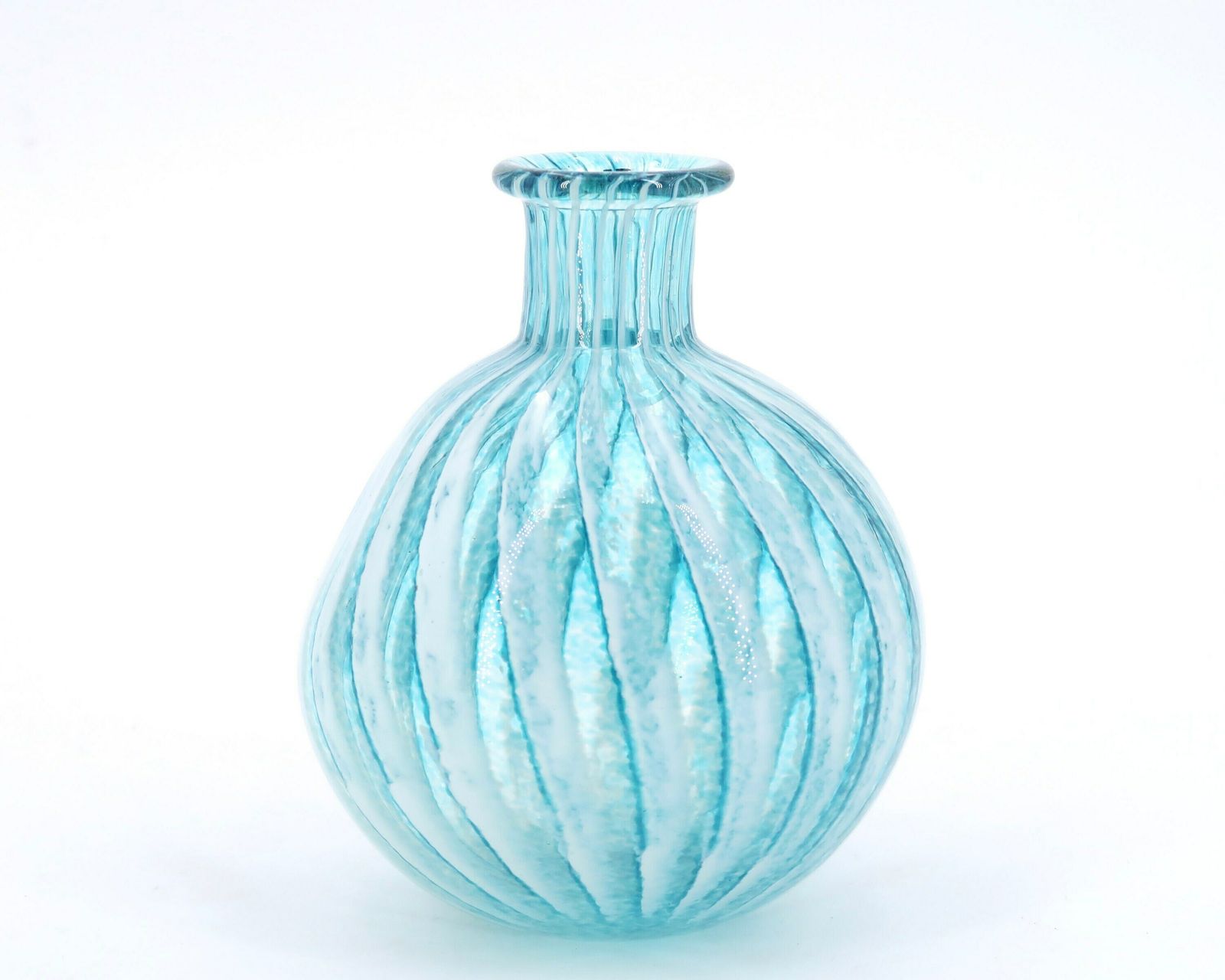 Phoenician Malta Pale Blue Striped Glass Vase, 1990s photo Home Decor