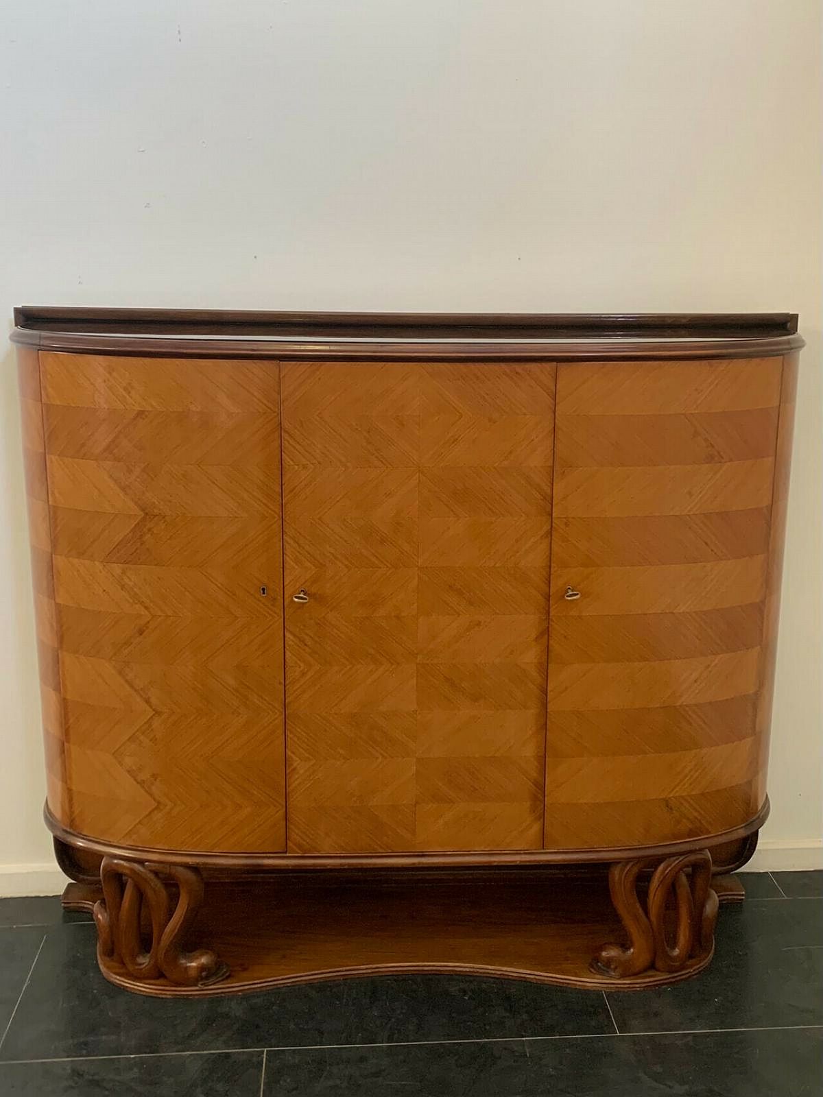 Mahogany Sideboard Veneered In Cherry Wood By Fratelli Tagliabue, 1940s photo furniture