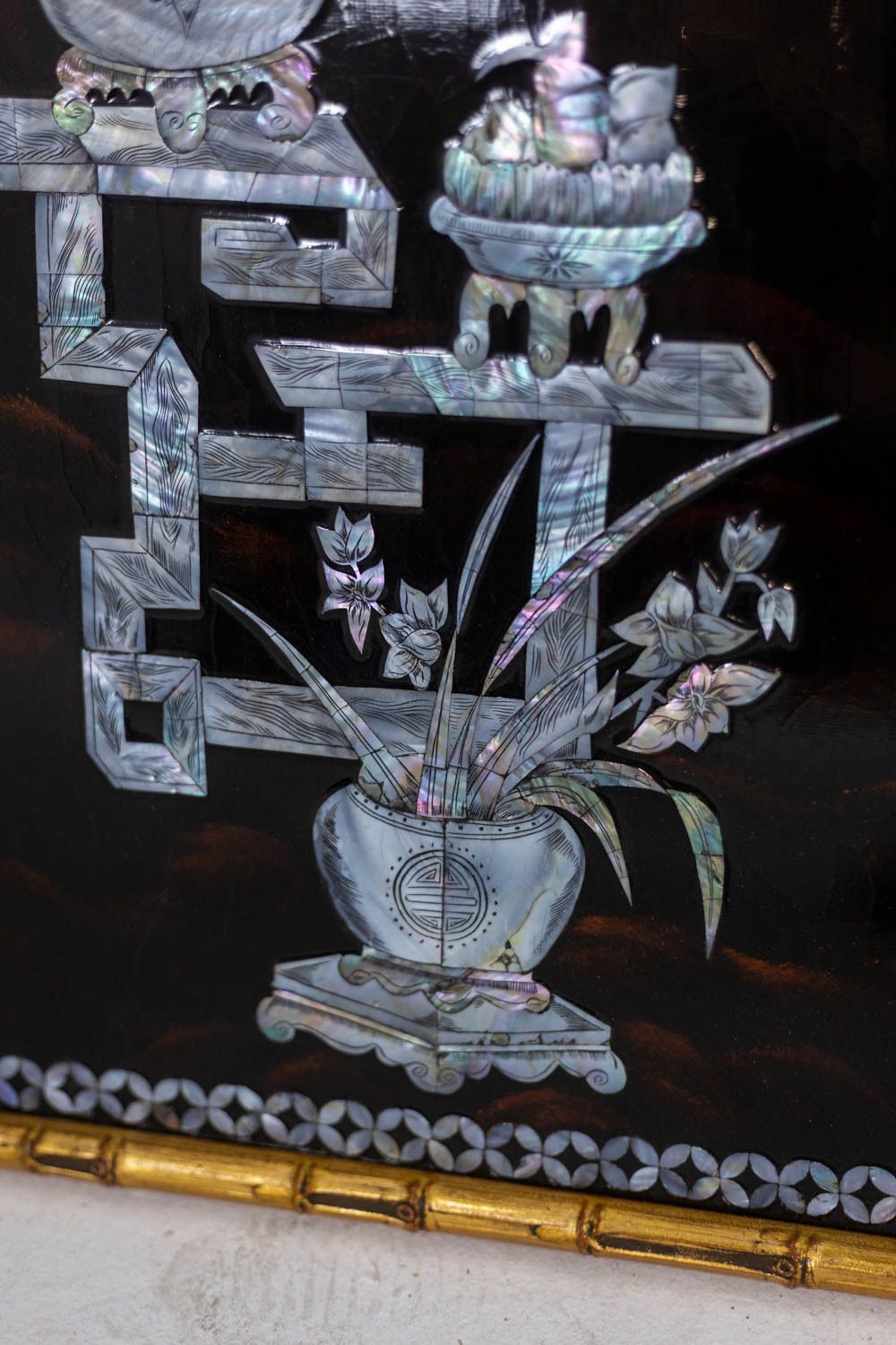 5200.0 Set Of Four Asian Style Lacquer Panels. 1950s. photo