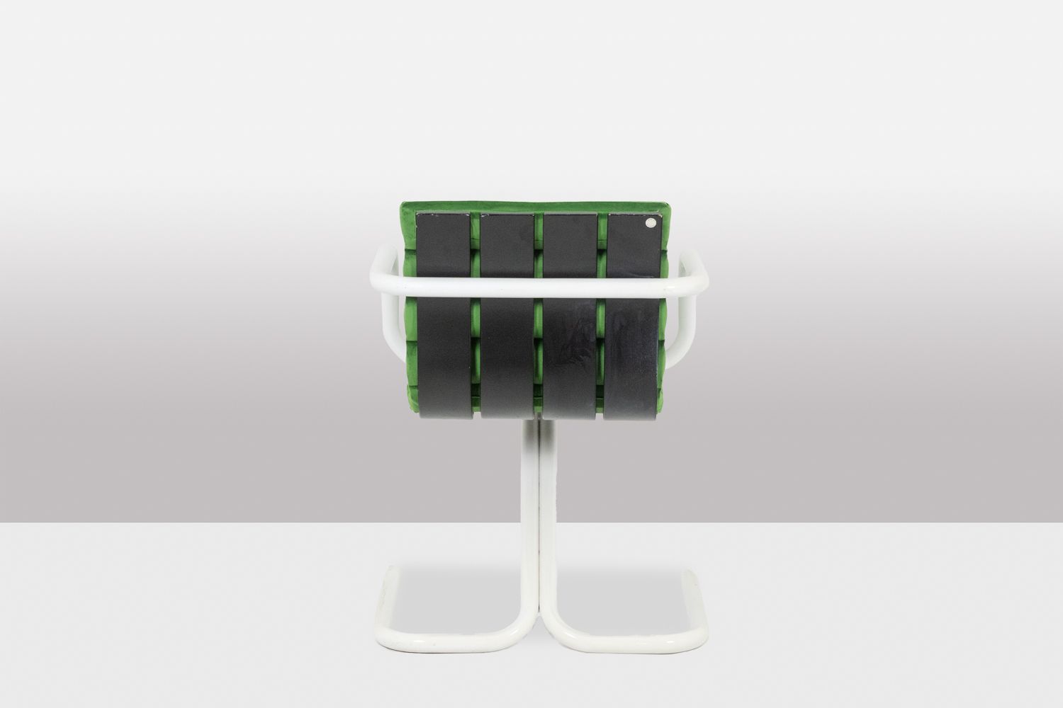 Series Of 6 Armchairs In White Lacquered Metal And Velvet. 1970s. photo Furniture