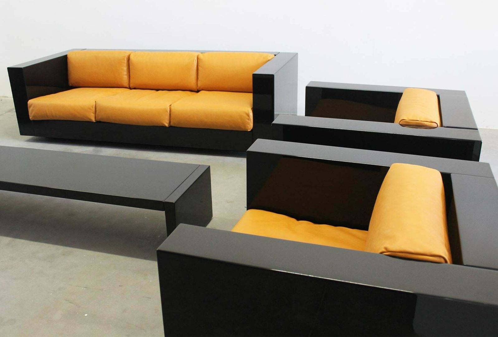 Massimo & Lella Vignelli Black Saratoga Living Room Set By Poltronova 1960s photo 21632.0