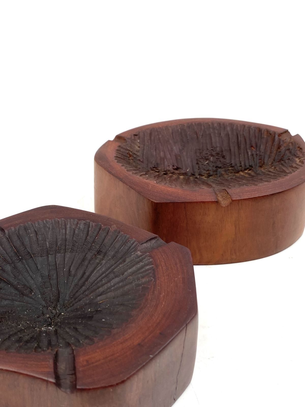 330.0 Organic Modern Set Of 2 Wood Ashtrays, France 1970s photo
