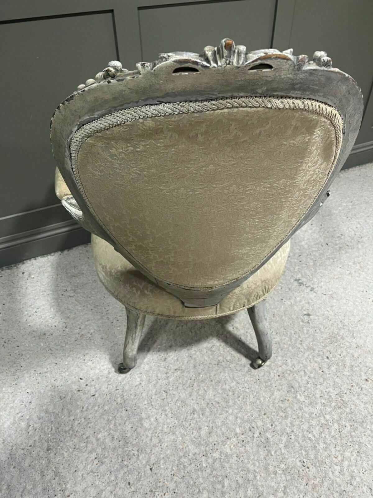 Antique Armchair French Carved Wood With Silver Frame photo for sale