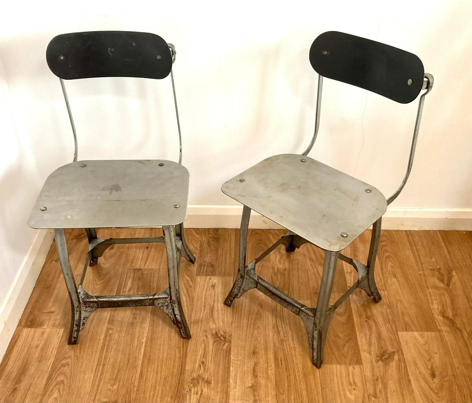 3 Available Industrial Tansad Swivel Office Chair Metal Vintage Retro Antique Machinist Desk School Architect photo furniture