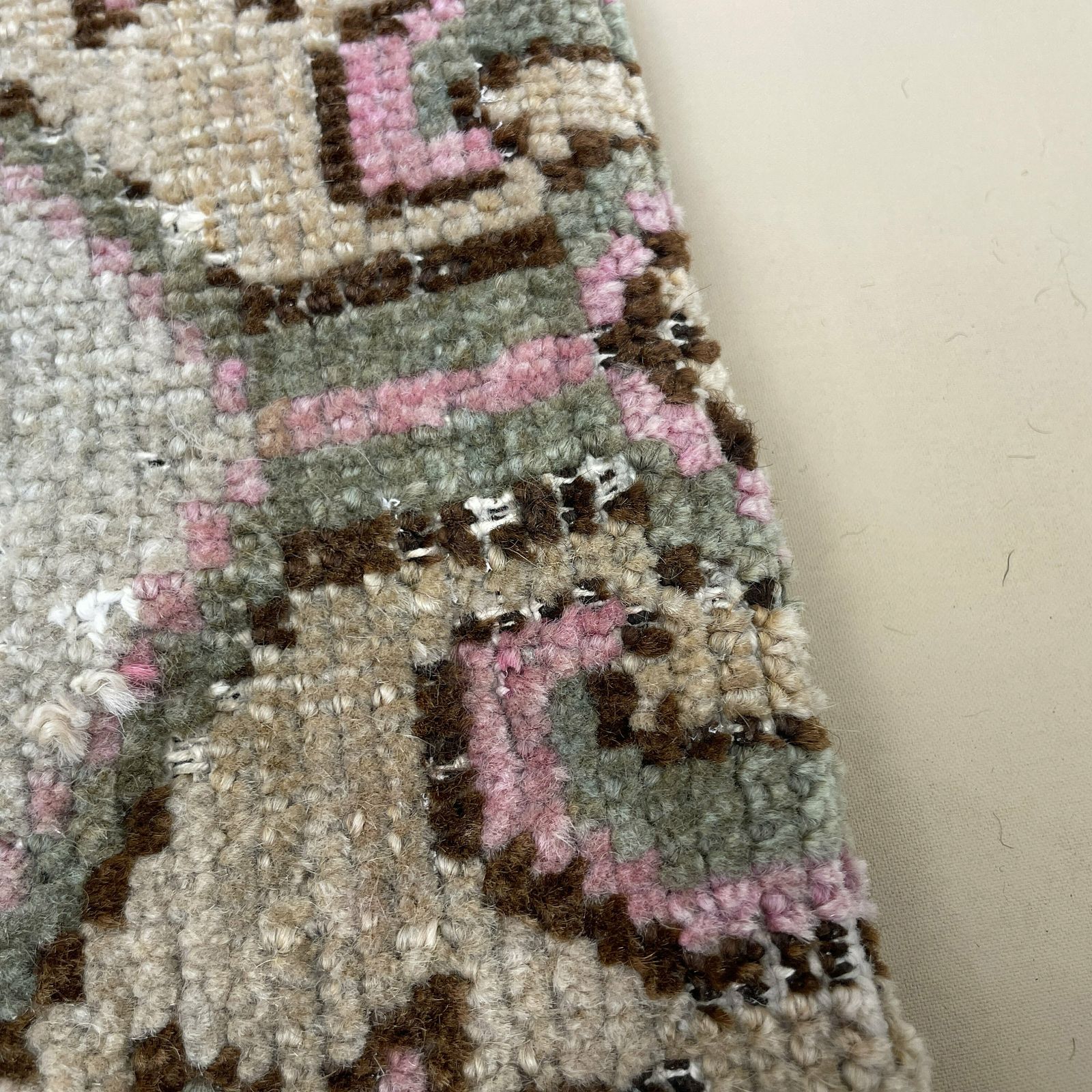 Antique Kilim Cushion Turkish Feather Filled Handwoven Patterned Beige Very Old photo vinterior
