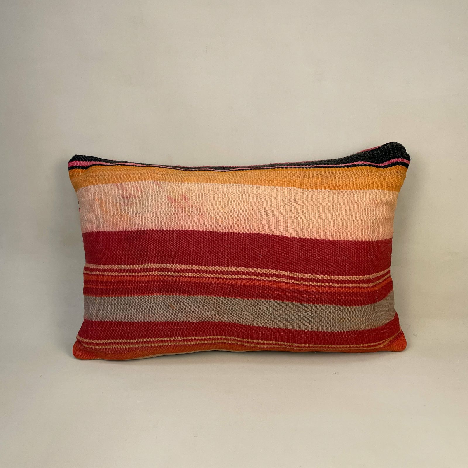 Antique Kilim Cushioncarpet Bolster Pillow Feather Filled Handwoven Red White photo Textiles