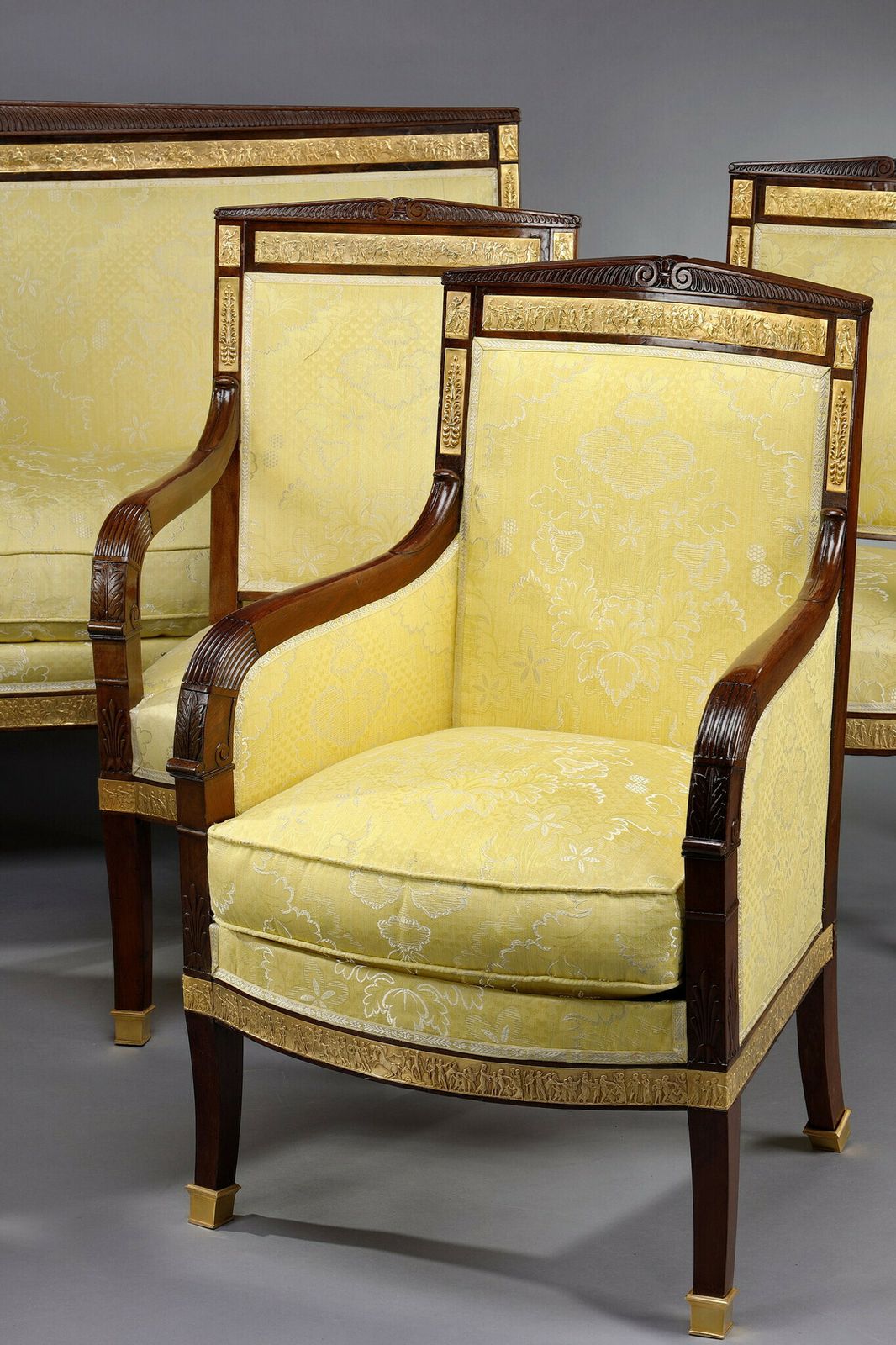 Mahogany Living Room Set With Four Armchairs, Two Bergères And A Sofa photo Furniture